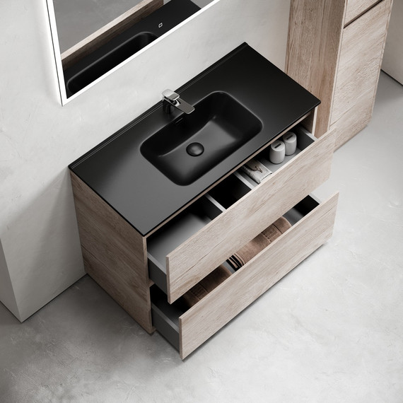 Тумба напольная с раковиной-столешницей Sancos Libra Floor 100 см LB100FEG, дуб галифакс натуральный (раковина Element CN7003MB) - 4 Тумба напольная с раковиной-столешницей Sancos Libra Floor 100 см LB100FEG, дуб галифакс натуральный (раковина Element CN7003MB) фото 4