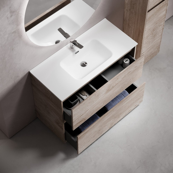 Тумба напольная с раковиной-столешницей Sancos Libra Floor 100 см LB100FEG, дуб галифакс натуральный (раковина Element CN7003) - 4 Тумба напольная с раковиной-столешницей Sancos Libra Floor 100 см LB100FEG, дуб галифакс натуральный (раковина Element CN7003) фото 4