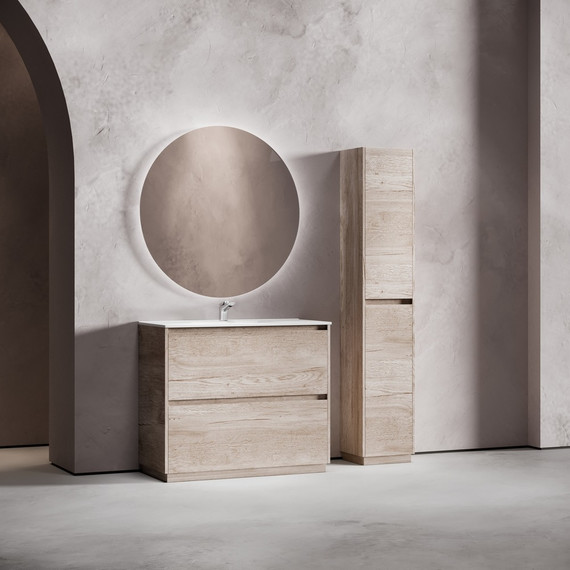 Тумба напольная с раковиной-столешницей Sancos Libra Floor 100 см LB100FEG, дуб галифакс натуральный (раковина Element CN7003) - 9 Тумба напольная с раковиной-столешницей Sancos Libra Floor 100 см LB100FEG, дуб галифакс натуральный (раковина Element CN7003) фото 9