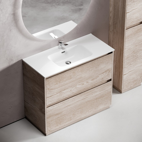 Тумба напольная с раковиной-столешницей Sancos Libra Floor 100 см LB100FEG, дуб галифакс натуральный (раковина Element CN7003) - 7 Тумба напольная с раковиной-столешницей Sancos Libra Floor 100 см LB100FEG, дуб галифакс натуральный (раковина Element CN7003) фото 7