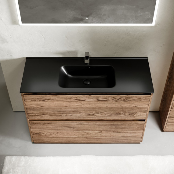 Тумба напольная с раковиной-столешницей Sancos Libra Floor 120 см LB120F-1ECH, дуб чарльстон (раковина Element CN7006MB) -  Тумба напольная с раковиной-столешницей Sancos Libra Floor 120 см LB120F-1ECH, дуб чарльстон (раковина Element CN7006MB) фото