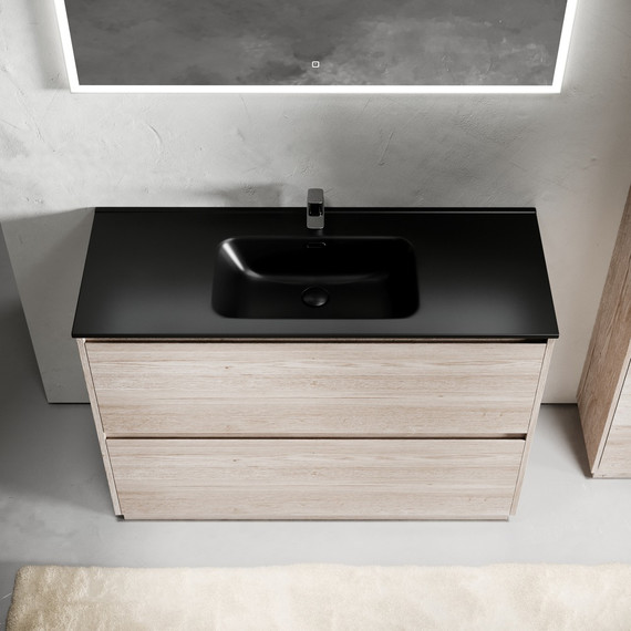 Тумба напольная с раковиной-столешницей Sancos Libra Floor 120 см LB120F-1EG, дуб галифакс натуральный (раковина Element CN7006MB) -  Тумба напольная с раковиной-столешницей Sancos Libra Floor 120 см LB120F-1EG, дуб галифакс натуральный (раковина Element CN7006MB) фото