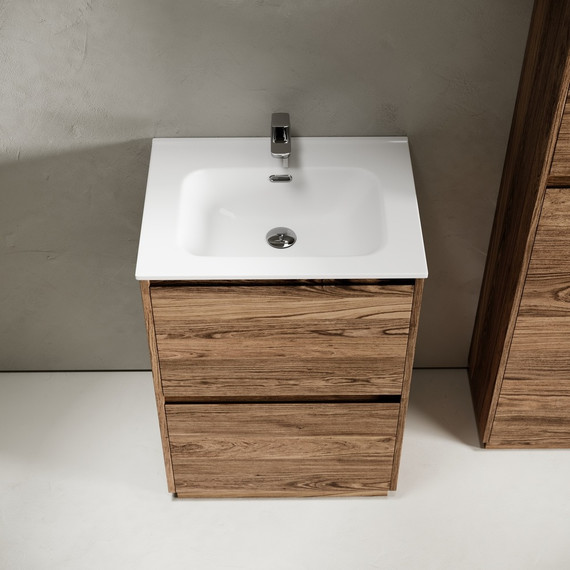 Тумба напольная с раковиной Sancos Libra Floor 60 см LB60FECH, дуб чарльстон (раковина Element CN7001) -  Тумба напольная с раковиной Sancos Libra Floor 60 см LB60FECH, дуб чарльстон (раковина Element CN7001) фото