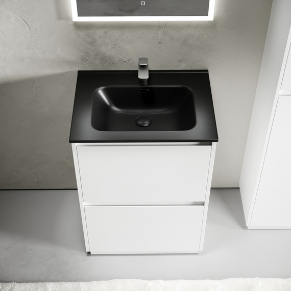 Тумба напольная с раковиной Sancos Libra Floor 60 см LB60FW (раковина Element CN7001MB) -  Тумба напольная с раковиной Sancos Libra Floor 60 см LB60FW (раковина Element CN7001MB) фото