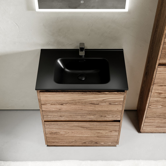 Тумба напольная с раковиной-столешницей Sancos Libra Floor 70 см LB70FECH, дуб чарльстон (раковина Element CN7007MB) -  Тумба напольная с раковиной-столешницей Sancos Libra Floor 70 см LB70FECH, дуб чарльстон (раковина Element CN7007MB) фото