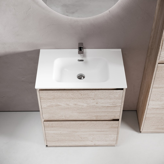 Тумба напольная с раковиной-столешницей Sancos Libra Floor 70 см LB70FEG, дуб галифакс натуральный (раковина Element CN7007) -  Тумба напольная с раковиной-столешницей Sancos Libra Floor 70 см LB70FEG, дуб галифакс натуральный (раковина Element CN7007) фото