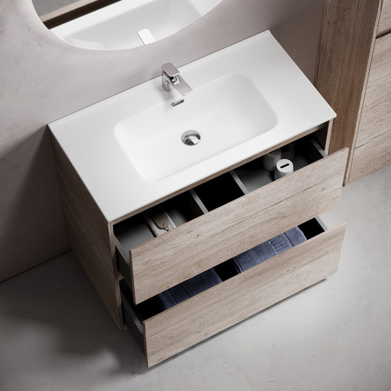 Тумба напольная с раковиной-столешницей Sancos Libra Floor 90 см LB90FEG, дуб галифакс натуральный (раковина Element CN7002) - 4 Тумба напольная с раковиной-столешницей Sancos Libra Floor 90 см LB90FEG, дуб галифакс натуральный (раковина Element CN7002) фото 4