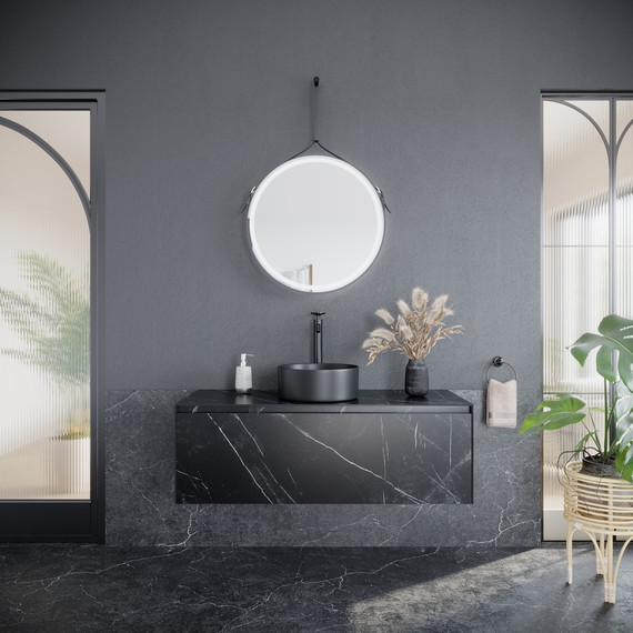 Тумба подвесная с раковиной Sancos Stone 120 см ST120NM, Nero Marquina - 3 Тумба подвесная с раковиной Sancos Stone 120 см ST120NM, Nero Marquina фото 3