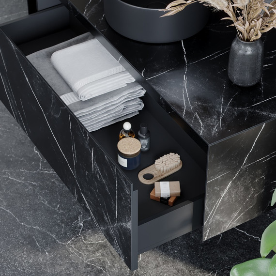 Тумба подвесная с раковиной Sancos Stone 120 см ST120NM, Nero Marquina - 4 Тумба подвесная с раковиной Sancos Stone 120 см ST120NM, Nero Marquina фото 4