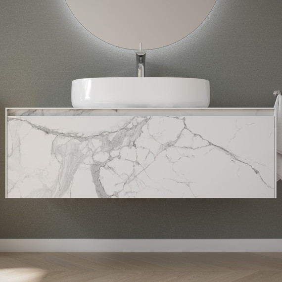 Тумба подвесная с раковиной Sancos Stone 120 см ST120SV, Statuario white - 3 Тумба подвесная с раковиной Sancos Stone 120 см ST120SV, Statuario white фото 3