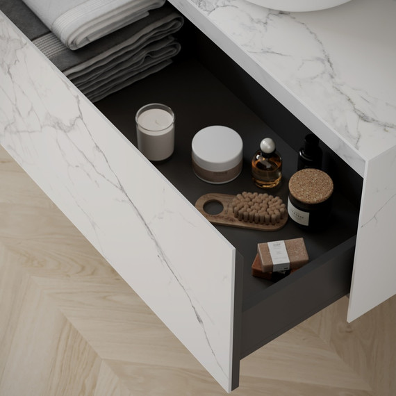 Тумба подвесная с раковиной Sancos Stone 120 см ST120SV, Statuario white - 4 Тумба подвесная с раковиной Sancos Stone 120 см ST120SV, Statuario white фото 4