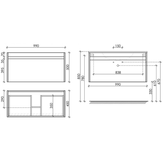 Тумба подвесная с раковиной-столешницей Sancos Smart 100 см SM100W - 7 Тумба подвесная с раковиной-столешницей Sancos Smart 100 см SM100W фото 7