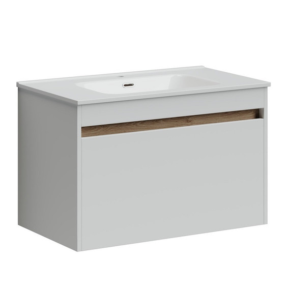 Тумба подвесная с раковиной-столешницей Sancos Smart 80 см SM80W -  Тумба подвесная с раковиной-столешницей Sancos Smart 80 см SM80W фото