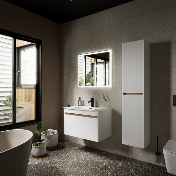 Тумба подвесная с раковиной-столешницей Sancos Smart 80 см SM80W - 5 Тумба подвесная с раковиной-столешницей Sancos Smart 80 см SM80W фото 5