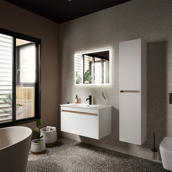 Тумба подвесная с раковиной-столешницей Sancos Smart 90 см SM90W - 5 Тумба подвесная с раковиной-столешницей Sancos Smart 90 см SM90W фото 5