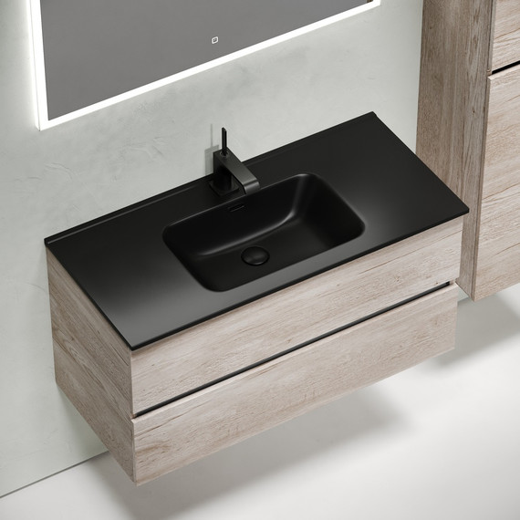 Тумба подвесная с раковиной-столешницей Sancos Urban 100 см UR100EG, дуб галифакс натуральный (раковина Element CN7003MB) - 4 Тумба подвесная с раковиной-столешницей Sancos Urban 100 см UR100EG, дуб галифакс натуральный (раковина Element CN7003MB) фото 4