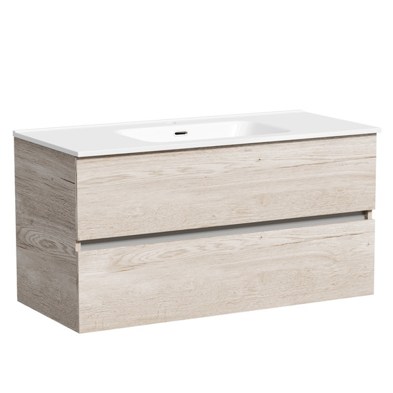 Тумба подвесная с раковиной-столешницей Sancos Urban 100 см UR100EG, дуб галифакс натуральный (раковина Element CN7003) -  Тумба подвесная с раковиной-столешницей Sancos Urban 100 см UR100EG, дуб галифакс натуральный (раковина Element CN7003) фото