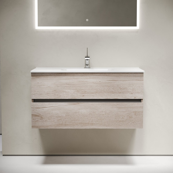 Тумба подвесная с раковиной-столешницей Sancos Urban 100 см UR100EG, дуб галифакс натуральный (раковина Element CN7003) - 3 Тумба подвесная с раковиной-столешницей Sancos Urban 100 см UR100EG, дуб галифакс натуральный (раковина Element CN7003) фото 3