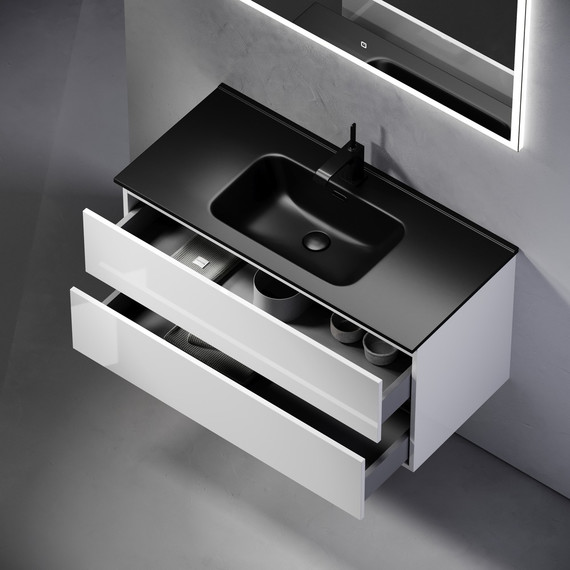 Тумба подвесная с раковиной-столешницей Sancos Urban 100 см UR100W (раковина Element CN7003MB) - 6 Тумба подвесная с раковиной-столешницей Sancos Urban 100 см UR100W (раковина Element CN7003MB) фото 6