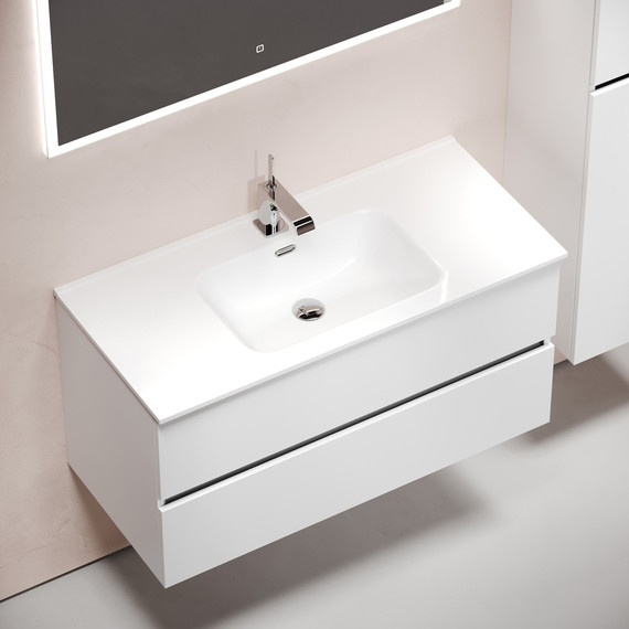 Тумба подвесная с раковиной-столешницей Sancos Urban 100 см UR100W (раковина Element CN7003) фото 4