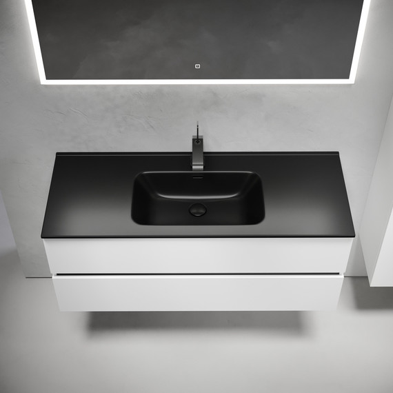 Тумба подвесная с раковиной-столешницей Sancos Urban 120 см UR120-1W (раковина Element CN7006MB) -  Тумба подвесная с раковиной-столешницей Sancos Urban 120 см UR120-1W (раковина Element CN7006MB) фото