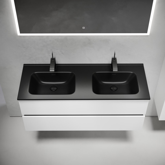 Тумба подвесная с раковиной Sancos Urban 120 см UR120-2W (раковина Element CN7004MB) -  Тумба подвесная с раковиной Sancos Urban 120 см UR120-2W (раковина Element CN7004MB) фото