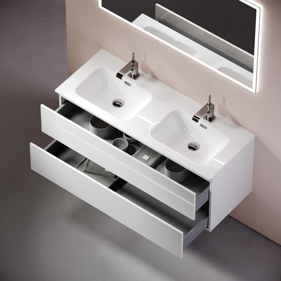 Тумба подвесная с раковиной Sancos Urban 120 см UR120-2W (раковина Element CN7004) -  Тумба подвесная с раковиной Sancos Urban 120 см UR120-2W (раковина Element CN7004) фото