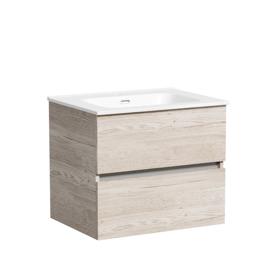 Тумба подвесная с раковиной Sancos Urban 60 см UR60EG, дуб галифакс натуральный (раковина Element CN7001) -  Тумба подвесная с раковиной Sancos Urban 60 см UR60EG, дуб галифакс натуральный (раковина Element CN7001) фото