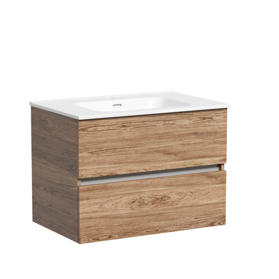 Тумба подвесная с раковиной-столешницей Sancos Urban 70 см UR70ECH, дуб чарльстон (раковина Element CN7007) -  Тумба подвесная с раковиной-столешницей Sancos Urban 70 см UR70ECH, дуб чарльстон (раковина Element CN7007) фото