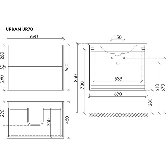 Тумба подвесная с раковиной-столешницей Sancos Urban 70 см UR70EG, дуб галифакс натуральный (раковина Element CN7007) фото 11