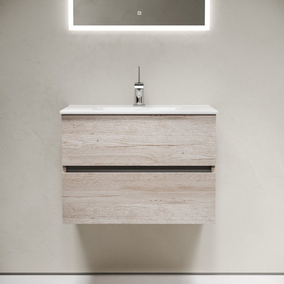 Тумба подвесная с раковиной-столешницей Sancos Urban 70 см UR70EG, дуб галифакс натуральный (раковина Element CN7007) фото 3