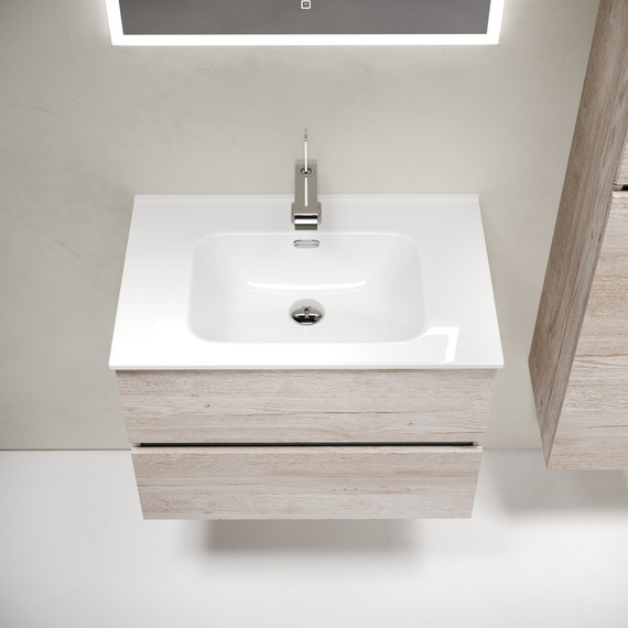 Тумба подвесная с раковиной-столешницей Sancos Urban 70 см UR70EG, дуб галифакс натуральный (раковина Element CN7007) фото 5