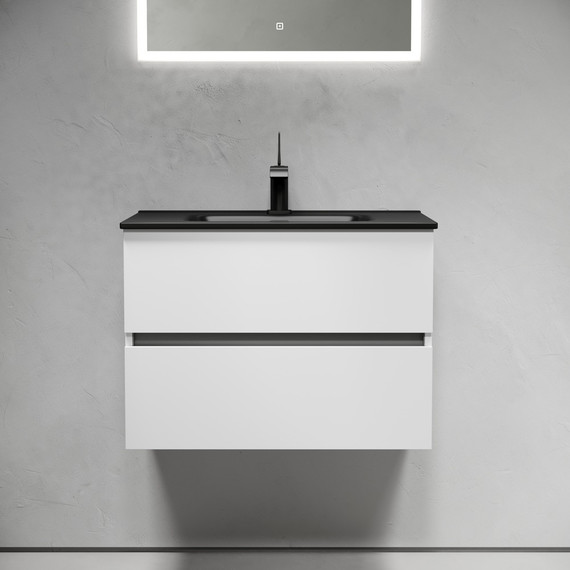 Тумба подвесная с раковиной-столешницей Sancos Urban 70 см UR70W (раковина Element CN7007MB) -  Тумба подвесная с раковиной-столешницей Sancos Urban 70 см UR70W (раковина Element CN7007MB) фото