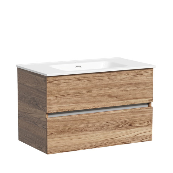 Тумба подвесная с раковиной-столешницей Sancos Urban 80 см UR80ECH, дуб чарльстон (раковина Element CN7005) -  Тумба подвесная с раковиной-столешницей Sancos Urban 80 см UR80ECH, дуб чарльстон (раковина Element CN7005) фото