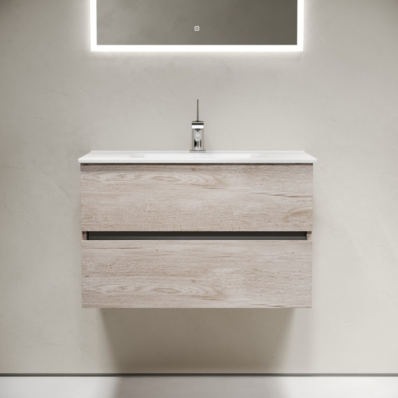 Тумба подвесная с раковиной-столешницей Sancos Urban 80 см UR80EG, дуб галифакс натуральный (раковина Element CN7005) - 3 Тумба подвесная с раковиной-столешницей Sancos Urban 80 см UR80EG, дуб галифакс натуральный (раковина Element CN7005) фото 3