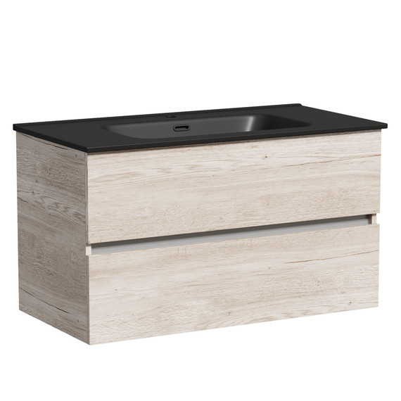 Тумба подвесная с раковиной-столешницей Sancos Urban 90 см UR90EG, дуб галифакс натуральный (раковина Element CN7002MB) -  Тумба подвесная с раковиной-столешницей Sancos Urban 90 см UR90EG, дуб галифакс натуральный (раковина Element CN7002MB) фото