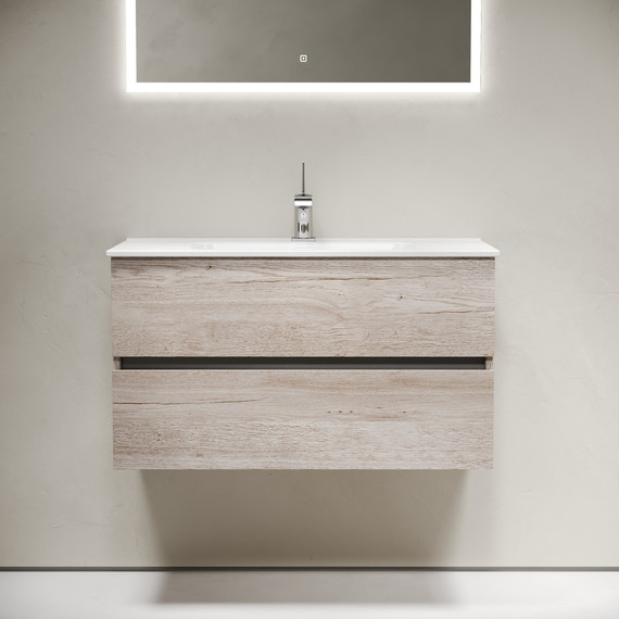 Тумба подвесная с раковиной-столешницей Sancos Urban 90 см UR90EG, дуб галифакс натуральный (раковина Element CN7002) - 3 Тумба подвесная с раковиной-столешницей Sancos Urban 90 см UR90EG, дуб галифакс натуральный (раковина Element CN7002) фото 3