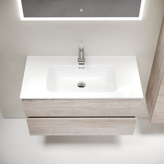 Тумба подвесная с раковиной-столешницей Sancos Urban 90 см UR90EG, дуб галифакс натуральный (раковина Element CN7002) - 5 Тумба подвесная с раковиной-столешницей Sancos Urban 90 см UR90EG, дуб галифакс натуральный (раковина Element CN7002) фото 5