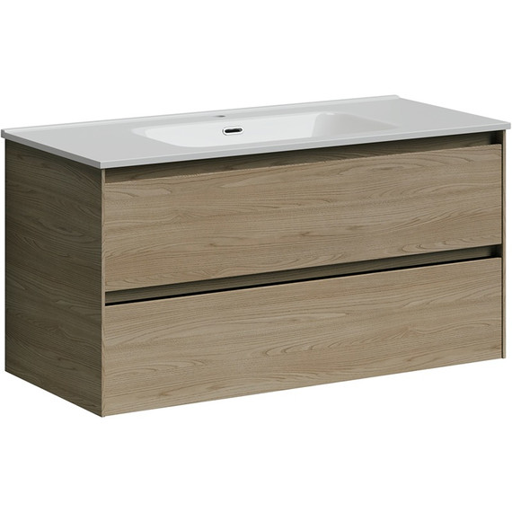 Тумба подвесная с раковиной-столешницей Sancos Cento 100 см CN100KE, карпатская ель фото 