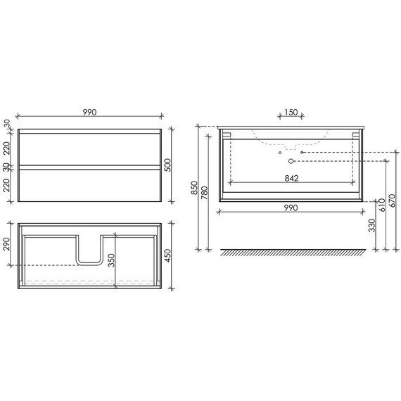 Тумба подвесная с раковиной-столешницей Sancos Cento 100 см CN100KE, карпатская ель фото 7