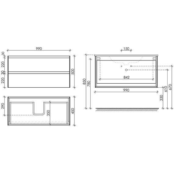 Тумба подвесная с раковиной-столешницей Sancos Cento 100 см CN100W (раковина Element CN7003MB) фото 8