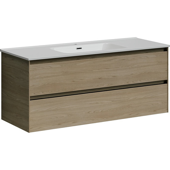 Тумба подвесная с раковиной-столешницей Sancos Cento 120 см CN120-1KE, карпатская ель фото 