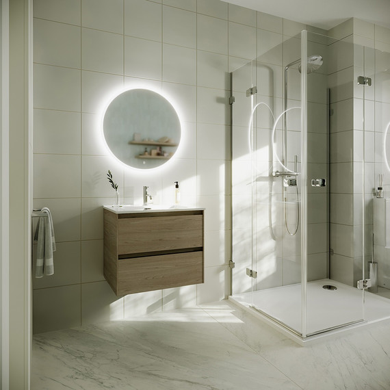 Тумба подвесная с раковиной Sancos Cento 60 см CN60KE, карпатская ель фото 5