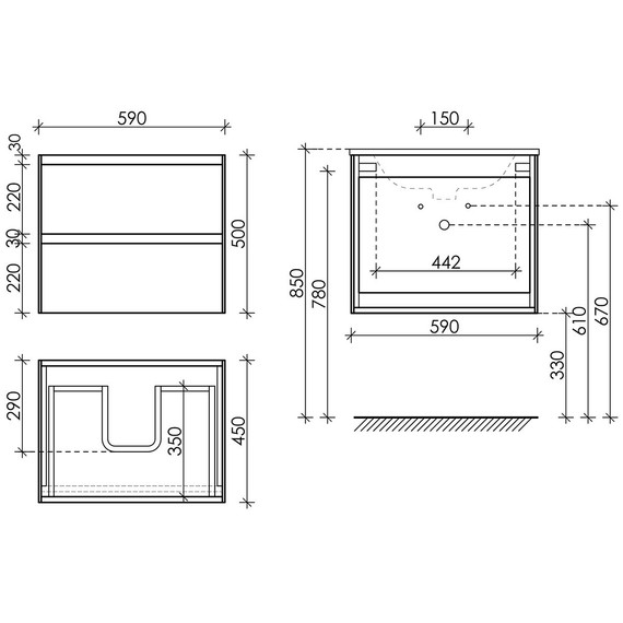 Тумба подвесная с раковиной Sancos Cento 60 см CN60KE, карпатская ель фото 7