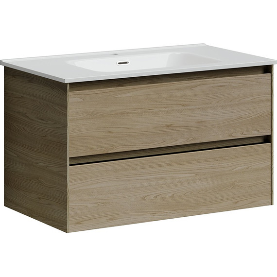 Тумба подвесная с раковиной-столешницей Sancos Cento 80 см CN80KE, карпатская ель -  Тумба подвесная с раковиной-столешницей Sancos Cento 80 см CN80KE, карпатская ель фото