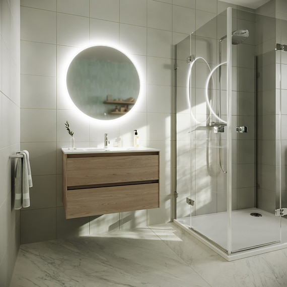 Тумба подвесная с раковиной-столешницей Sancos Cento 80 см CN80KE, карпатская ель - 5 Тумба подвесная с раковиной-столешницей Sancos Cento 80 см CN80KE, карпатская ель фото 5