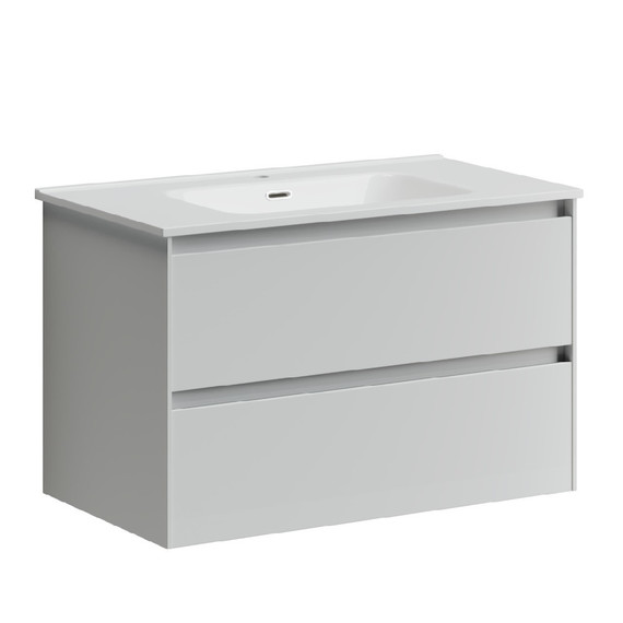 Тумба подвесная с раковиной-столешницей Sancos Cento 80 см CN80W (раковина Element CN7005) -  Тумба подвесная с раковиной-столешницей Sancos Cento 80 см CN80W (раковина Element CN7005) фото