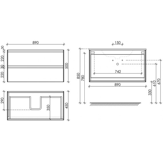 Тумба подвесная с раковиной-столешницей Sancos Cento 90 см CN90W (раковина Element CN7002MB) - 8 Тумба подвесная с раковиной-столешницей Sancos Cento 90 см CN90W (раковина Element CN7002MB) фото 8