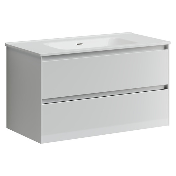 Тумба подвесная с раковиной-столешницей Sancos Cento 90 см CN90W (раковина Element CN7002) -  Тумба подвесная с раковиной-столешницей Sancos Cento 90 см CN90W (раковина Element CN7002) фото