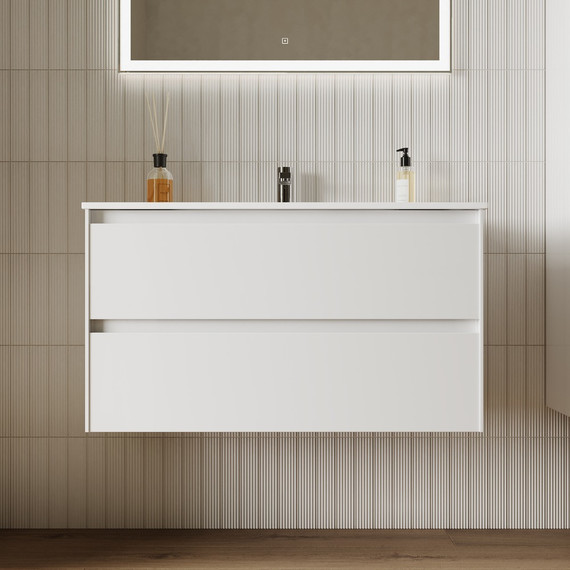 Тумба подвесная с раковиной-столешницей Sancos Cento 90 см CN90W (раковина Element CN7002) - 3 Тумба подвесная с раковиной-столешницей Sancos Cento 90 см CN90W (раковина Element CN7002) фото 3